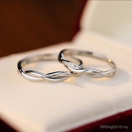 Couple Emotional Bright Light Ring Pure Silver s999 Valentine's Day Simple Sparkling High-End Feelin