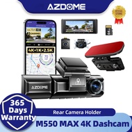 AZDOME M550 MAX 4K 3 Camera Dashcam Front and Rear Built-in WiFi GPS with Rear Camera Holder