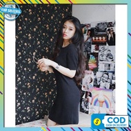 HITAM Bumil Busui Dress Cool Material Elegant Christmas Clothes Korean Style Party Dres Midi Dres Si