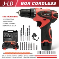 JLD 12V mesin bor baterai 10mm bor cas 2 baterai bor batre set bor