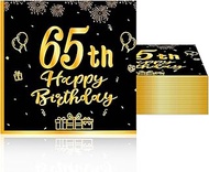 40 PCS 65th Birthday Napkins | 65th Birthday Decorations for Men and Women Black and Gold Paper Disp