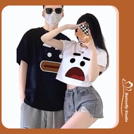 【S-3XL】Open Navel Couple Tshirt Woman Fashion Short Korean T Shirt Women Loose Pattern Tshirt Men 情侶