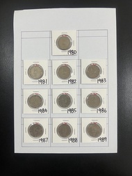 （伍圓一套十枚）香港硬幣英女皇伊利沙伯二世 五元Government of Hong Kong Queen Elizabeth ll 1980-89 $5