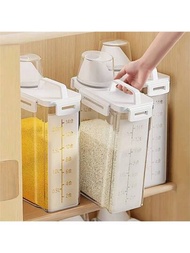1個防漏氣密儲存容器-防蟲，可攜式方形桶，適用於米，穀物，堅果和麵粉|必備的廚房組織者