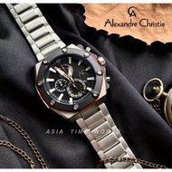 Alexandre Christie | AC 9601MCBTBBA Chronograph Men's Watch with Black Dial Silver Stainless Steel | Official Warranty