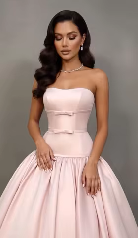 Evening Luxury Party Dresses Dubai Vintage Pink Satin Strapless Formal Occasion Ball Prom Gowns Cust