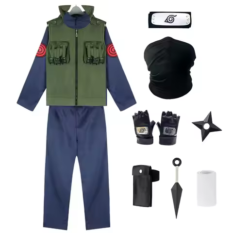 Men's Anime Cosplay Kakashi Hatake Costume with Accessories Or Silver Wig