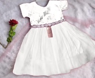 DRESS BROKAT TANGAN RENDA ANAK 1 - 8 TAHUN // DRES TUTU PUTIH // TERLARIS DAN TERMURAH