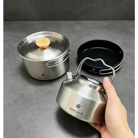 snow peak Stainless Steel Camping Cookware Portable Non Stick Cooking Pot Kettle Outdoor Camping Hik