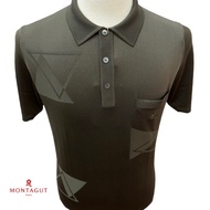 Montagut Men's Short-Sleeve Polo T-Shirt in Fil Lumiere With Pattern 100% Polyamide Made in Portugal