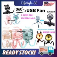 LED Light 360 Adjust Mini Fan USB Charging Mini Clip Fan with Cable Rechargeable Mini Fan Small Kipa