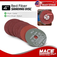 1PCS 4 INCH / 100mm Red Fiber Sanding Disc Grinding Disc Woodworking Metal Coarse Medium Fine 36 to 