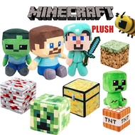 2025 Minecraft Plush Toy TNT Redstone Grass Block Doll Minecraft Toy Steve Head Bee Pig Axolotl Ende