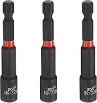QUARKZMAN 3 Piece Nut Attachment Drill Bit 9/32 Inch SAE Socket 1/4 Inch Hex Shank 2.56 Inch (65 mm)