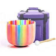 Hye-eun 8inch 528hz C Note Rainbow Crystal Singing Bowl Quartz Frosted Sound Bowl for Sound Healing