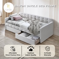 Luxe: Baron Single Trundle Bed Frame with Drawers Storage | Katil Single Laci | Single Bed | Pull Ou