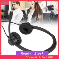 Tominihouse Telephone Headset Ultralight Office Double Ear RJ9 Connector Noise