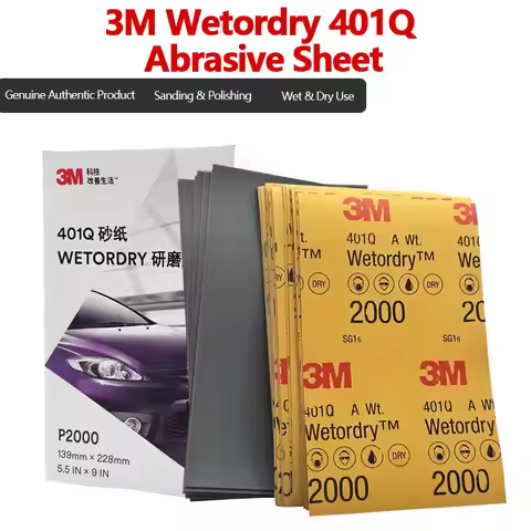 3M 401Q Wet Dry Sandpaper 2000 Grit Waterproof Abrasive Paper for Car Paint Scratch Grinding Polishi