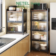 NETEL kitchen Rack kitchen organizer Floor-standing Multi-layer Microwave Oven Rack with Door Cabine