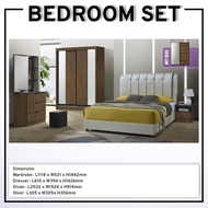 Bedroom Set Furniture Wardrobe Dresser Side Table Divan Bed