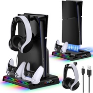 Vertical Stand with Cooling Fan for PS5 Slim Digital/Disc