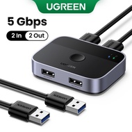 UGREEN 5Gbps 2 IN 2 OUT USB KVM Switch for PC Keyboard Mouse Printer Switch Devices worry-free between 2 PCs