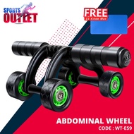 ABS Roller 4 Wheel Abdominal Exercise Gym Fitness Roller Free Kneepad Core 6 Packs Training Workout 