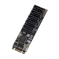 IO CREST Internal 5 Port Non-RAID SATA III 6GB/s M.2 B+M Key Adapter Card for Desktop PC Support SSD