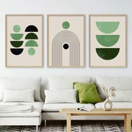 Boho Abstract Line Geometric Sun Green Beige Mid Century Poster Canvas Painting Wall Art Print Bedroom Living Room Home Decor