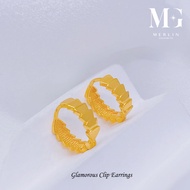 Merlin Goldsmith 22K 916 Gold Glamorous Clip Earrings