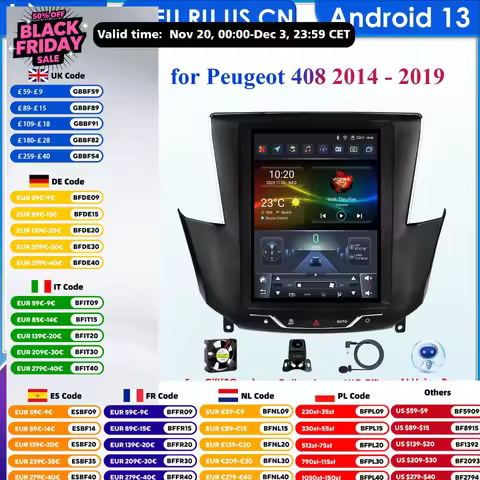 Hizpo 9.7 CarPlay Andorid Auto Car Radio for Peugeot 308 408 2007-2015 AI Voice Multimedia GPS 2din 