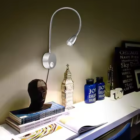 Eye Protection Wall Lamp 360 Degree Rotation LED Gooseneck Tube Spotlight Sconces Study Reading Wall