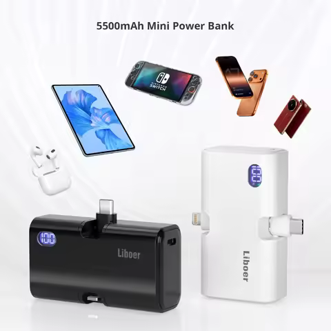 Mini Power Bank Portable Charger 5500mAh Powerbank for iPhone 17 16 Samsung Xiaomi Type C or Lightni