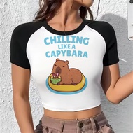 Capybara Crop Top - Aesthetic Gothic Harajuku Tee