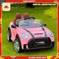Xe ô tô điện trẻ em mẫu Mini Cooper S siêu cute – Ghế nệm da – Bánh Cao Su [ Ship hoả tốc HCM]