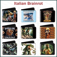 Italian Brainrot PU Leather Two Fold Wallet Student Tung Tung Tung Sahur Coin Purse Anime Card Bag