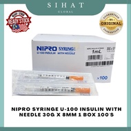 NIPRO Syringe U-100 Insulin with Needle 30G x 8mm 1 Box 100's