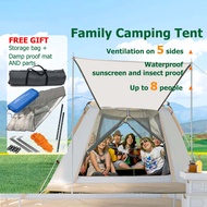 Pop Up Automatic Tent for 3-4/4-8 Persons Khemah Camping Waterproof Outdoor Murah Portable Two Doors Two windows Tent