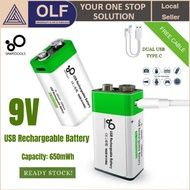 SMARTOOOLS 9V 1.5v Lithium Rechargeable Battery Type-C USB Charger Lithium Battery USB Lithium Quick