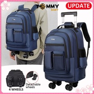 Rolling Backpack 4 Wheels Detachable Travel Backpack Laptop Bag Waterproof Trolley Backpack