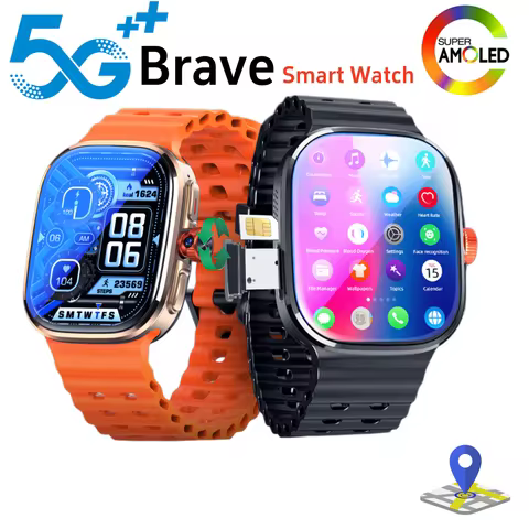 Android 13.0 Brave Smart Watch 2.29-inch AMOLED Display Smartwatch With 800W Pull-out Camera Face/Fi