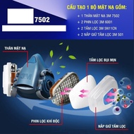 Full set of 3M 7502 Mask + 3M Filter 2097,6001, 6003, 6006 against viruses, bacteria, dust, used for