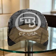 CZ-USA Tactical Vest Cap - Olive Drab Black Design with Large White Circle Logo & "CZ-USA" Text, Adj
