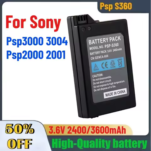 3.6V 2400mAh 3600mAh Psp S360 Battery for Sony Psp3000 3004 Psp2000 2001 Portable Console Games Acce