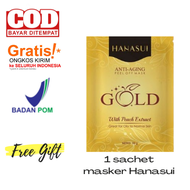 Hanasui Gold Mask Naturgo Peel Off Mask With Extract Peach Anti-Aging BPOM Masker Muka Masker Wajah 1 Box (10 SACHET) - Masker Wajah 1 Box - Masker Wajah Muka Pemutih dan Glowing - Masker Wajah Topeng Korea - Masker Wajah Muka Anti Aging Jerawat Komedo