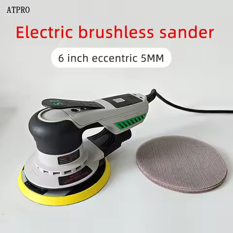 6 Inch Carbon Brushless Electric Sander 17 Hole 7 Speed Eccentric 5mm Track Vibration Dust-Free Grin