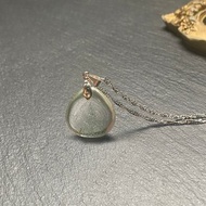 冰透綠幽靈金字塔 天然異像 幽靈水晶 925純銀鈦鋼項鍊