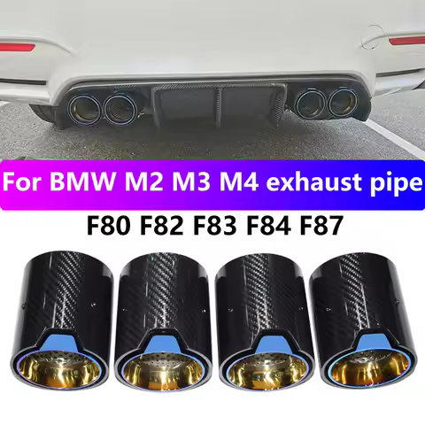 For BMW M2 F87 M3 F80 M4 F82 F83 Exhaust Pipe Upgrade MP Carbon Fiber M logo Black Muffler Nozzle Ti