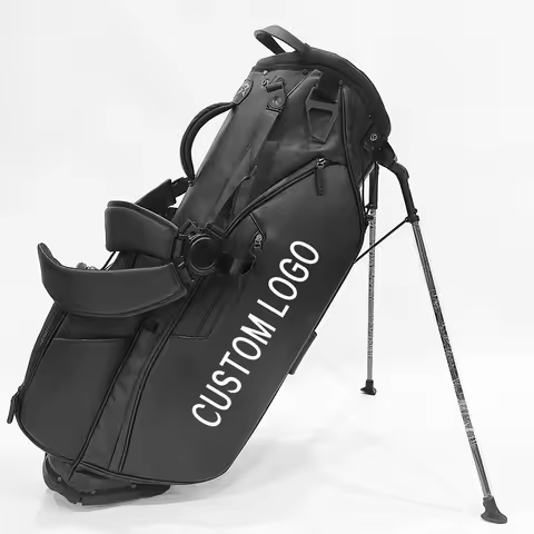 A Hot sale OEM Custom Logo Professional Golf Stand Bag Waterproof PU Leather with Space for 14 Drive