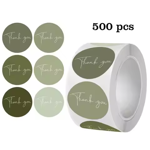 500Pcs/roll Thank You Stickers Round Thank You Labels Party Sticker Spring Party Bag Labels Product 